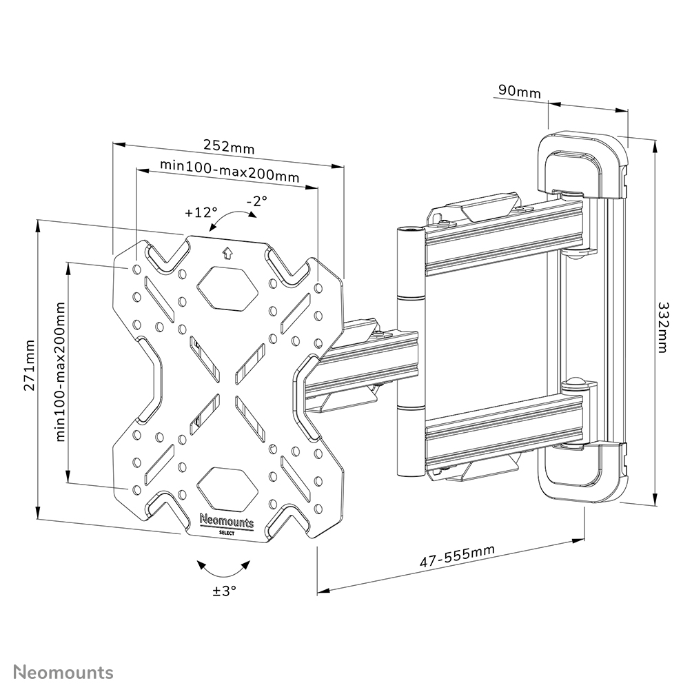 Neomounts WL40S-850BL12 Soporte de pared para TV 32-55" - movimiento completo - instalación rápida